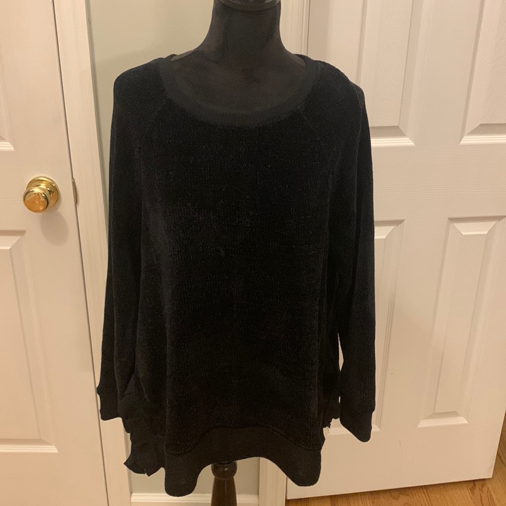 Soft Surroundings Chenille Ruffle Hem Sweater- Size L